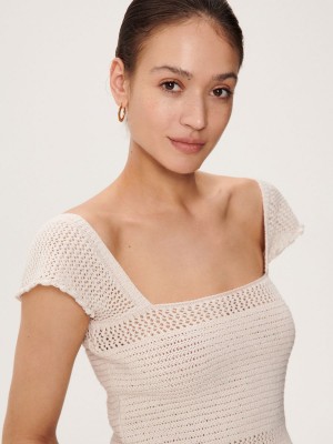 Reserved Jersey crop top Ivory | BXSQ28946