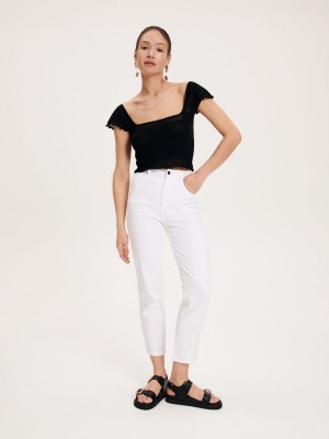 Reserved Jersey crop top Siyah | NQJT62790