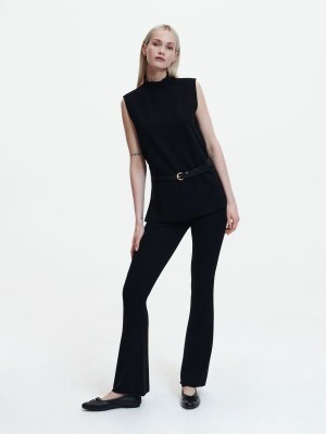 Reserved Jersey flare trousers Siyah | JTDV68502
