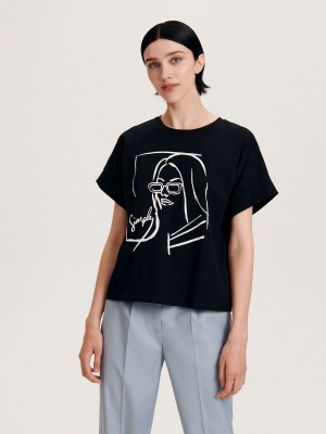 Reserved Kimono T-shirt Siyah | TMKF17586