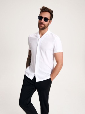 Reserved Konfor fit viscose shirt Beyaz | TMWH98507