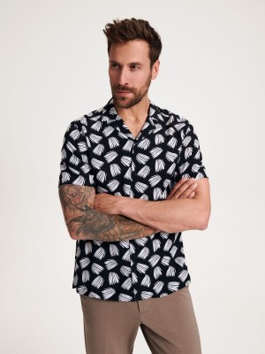 Reserved Konfor fit viscose shirt Siyah | FVAS65123