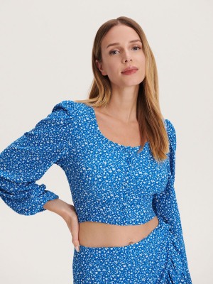 Reserved LADIES` BLOUSE Niebieski | IYMQ04623