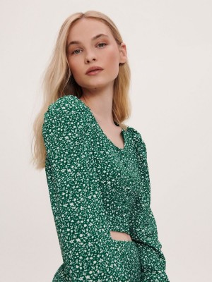 Reserved LADIES` BLOUSE Zielony | KARE54903