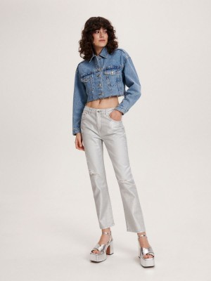 Reserved LADIES` JEANS TROUSERS Biały | SAKW29384