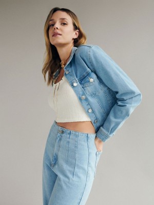 Reserved LADIES` JEANS TROUSERS Niebieski | GWOP61732