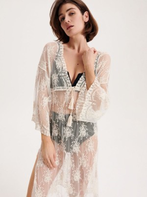 Reserved Ladies` poncho Kość Słoniowa | JLOD01693