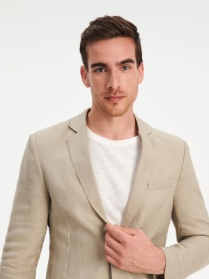 Reserved Linen blazer Bej Rengi | SPOM16720