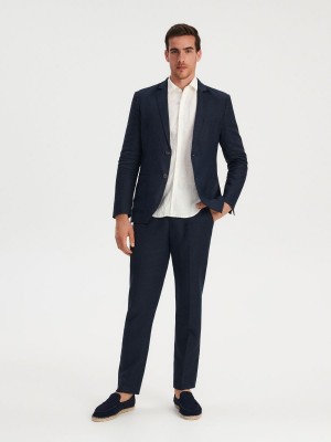 Reserved Linen blazer Lacivert | FTUP50238