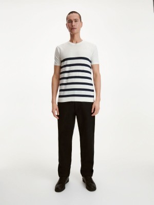 Reserved Linen blend T-shirt Ivory | MROW42970