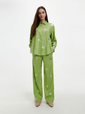 Reserved Linen blend trousers Renkli | OYVA91843