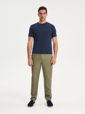 Reserved Linen joggers Haki | UJZI70964