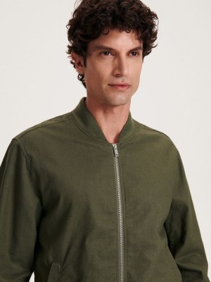Reserved Linen rich bomber jacket Haki | USPX45862