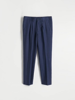 Reserved Linen rich carrot trousers Lacivert | NWTI62809
