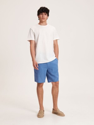 Reserved Linen rich chino shorts Mavi | UJMW32801