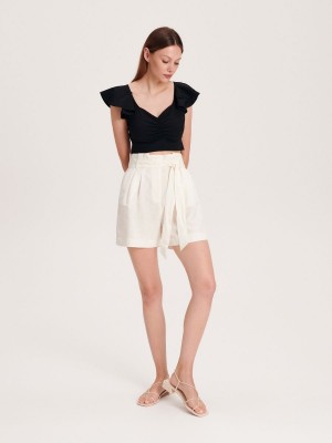 Reserved Linen rich shorts Beyaz | PZCR20184