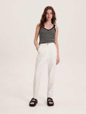 Reserved Linen rich trousers Beyaz | MTWD15724