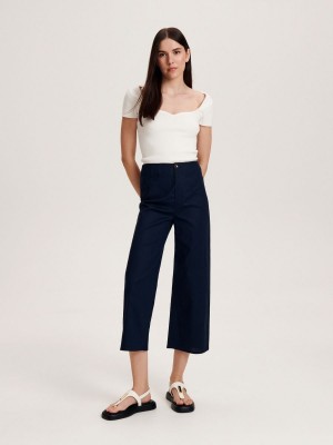 Reserved Linen rich trousers Lacivert | LSEB23517