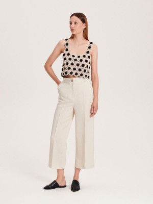 Reserved Linen rich trousers with viscose blend Bej Rengi | VZFN74386