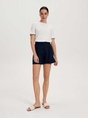 Reserved Linen shorts Lacivert | ZEUC73041