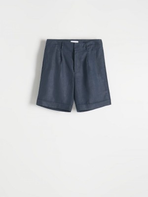 Reserved Linen suit shorts Lacivert | TXCV30215