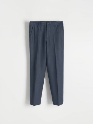 Reserved Linen suit trousers Lacivert | AMQD91237