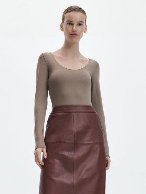 Reserved Long sleeve body Kahverengi | NMLG79564