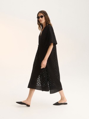 Reserved Longline openwork tunic Siyah | HRML59041