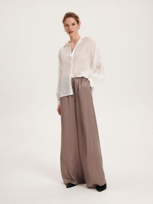 Reserved Loose trousers with tie detail Gri | JRVQ79463