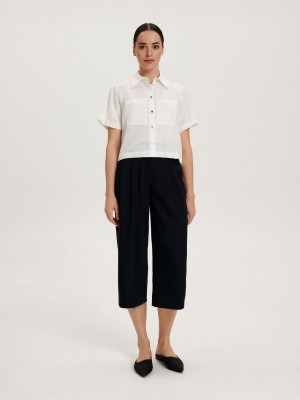 Reserved Lyocell blend shirt Ivory | LIMZ21437