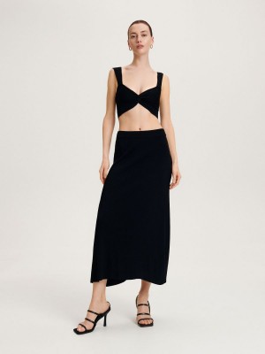 Reserved Midi skirt Siyah | HRUB86430