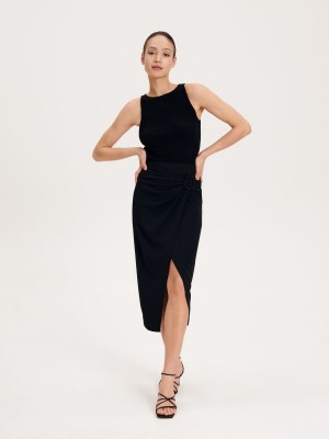 Reserved Midi skirt Siyah | XEKL51268