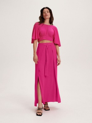 Reserved Midi skirt with tie detail Pembe | RFKV79368