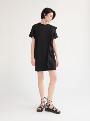 Reserved Mini dress with ruffle hem Siyah | TYKX67958