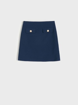 Reserved Mini skirt Lacivert | EQPA25316