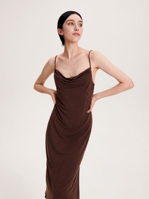 Reserved Modal rich midi dress Kahverengi | ROZV72549