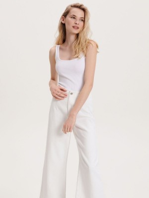 Reserved Nervürlü jersey body Ivory | ZPCW15793