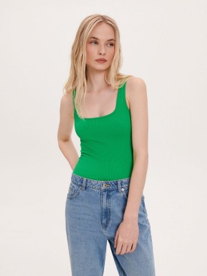 Reserved Nervürlü jersey body Yeşil | FUZA48257