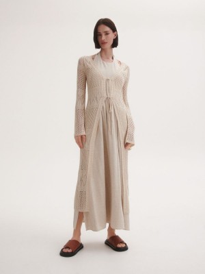 Reserved Open knit cardigan Ivory | IPCH71065