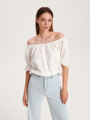 Reserved Openwork blouse Beyaz | QTBP83496