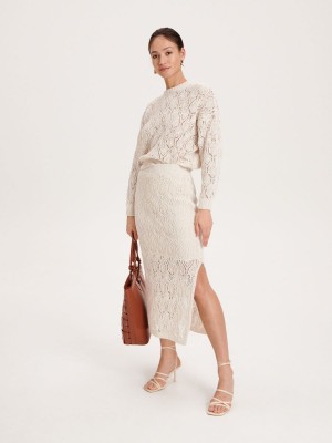 Reserved Openwork maxi skirt Ivory | BMWF30845