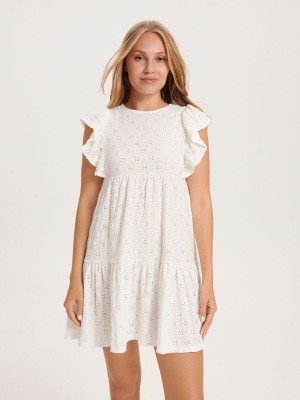 Reserved Openwork mini dress Ivory | DRLS12736