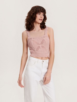 Reserved Openwork pattern blouse Pembe | XLZC87905