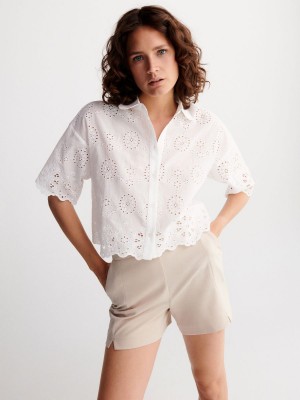 Reserved Openwork shirt Ivory | NAPG54827