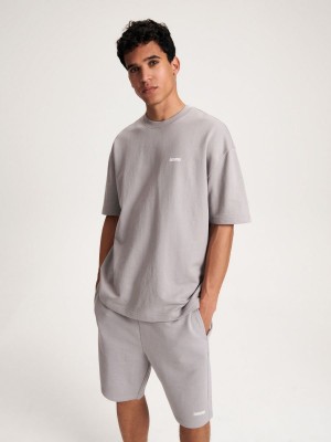 Reserved Oversized T-shirt Açık Gri | KFEO02581