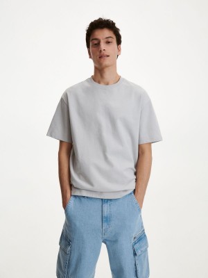 Reserved Oversized T-shirt Açık Gri | MSUY58096