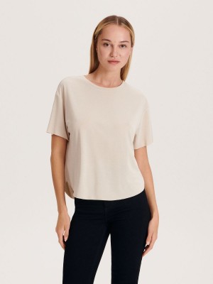 Reserved Oversized T-shirt Bej Rengi | KYDA79045