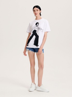Reserved Oversized T-shirt Beyaz | PDRG23716