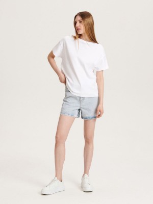 Reserved Oversized T-shirt Ivory | OVHE92758