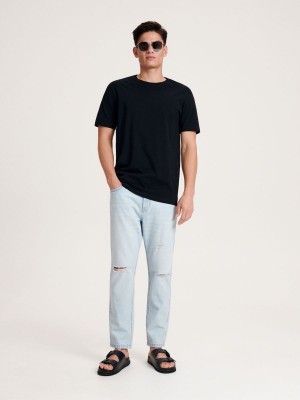 Reserved Oversized T-shirt Siyah | YHIO93854